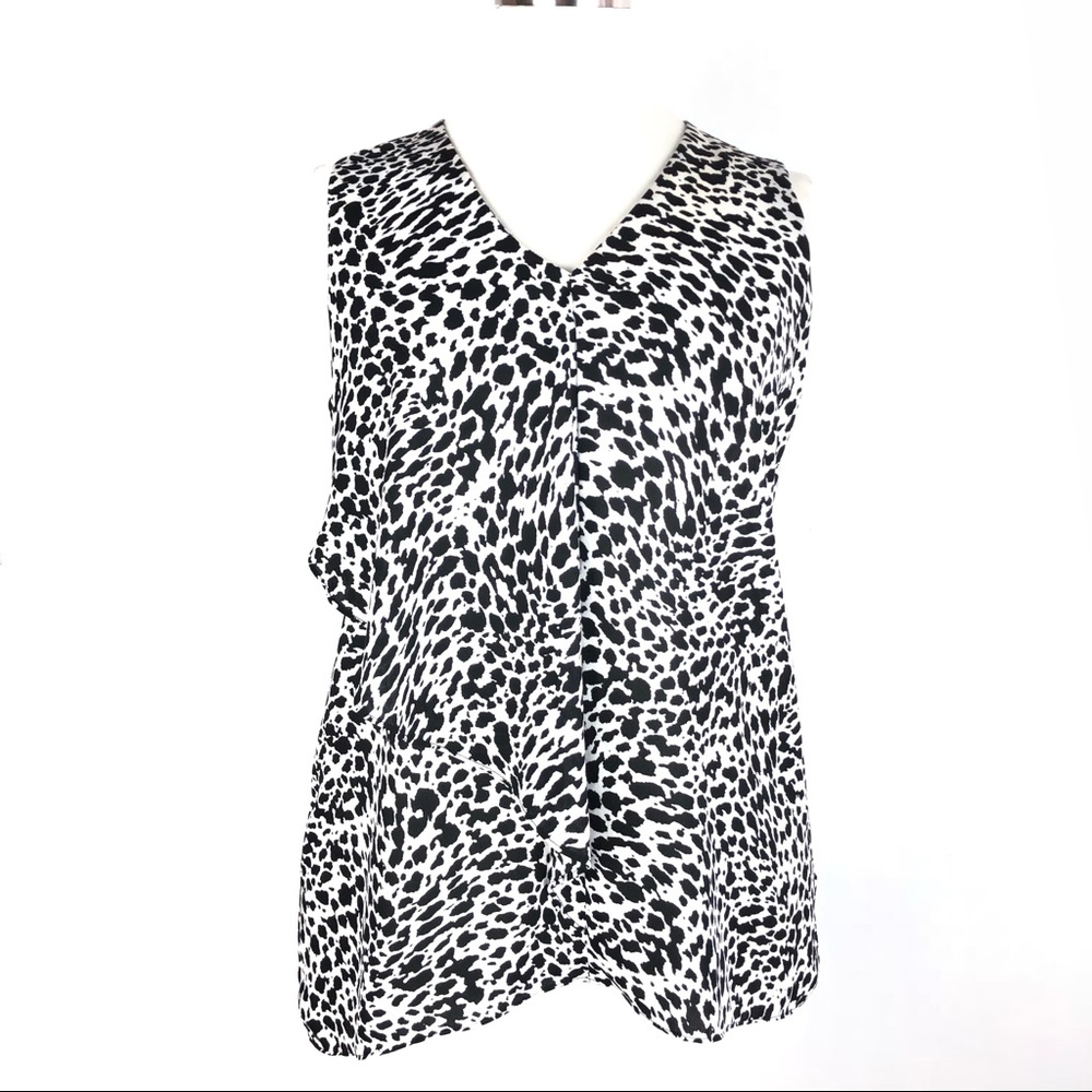 Vince Camuto Top PS Black Animal Print Sleeveless